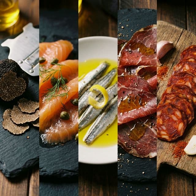 Ingredientes Gourmet: Trufa, Salmón, Anchoa, Cecina, Chorizo